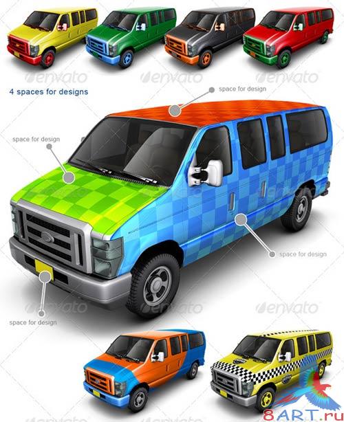 GraphicRiver Minibus Car Mock Up