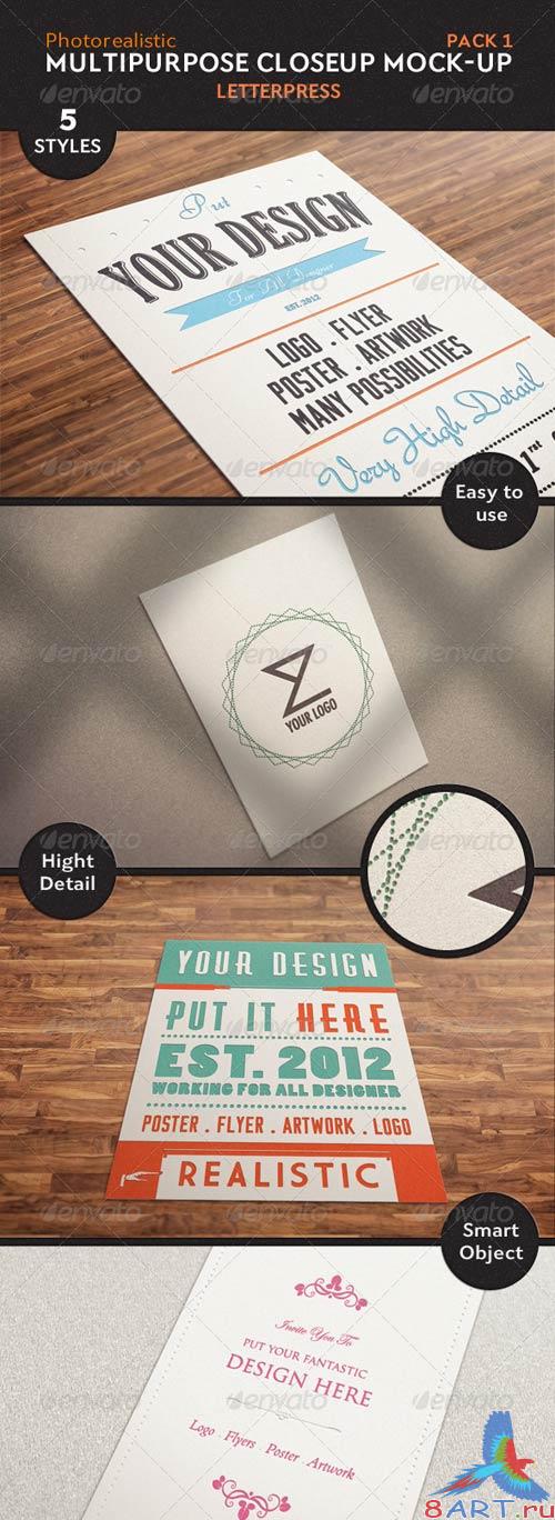 GraphicRiver 5 Multipurpose Closeup Mock Up Pack 01