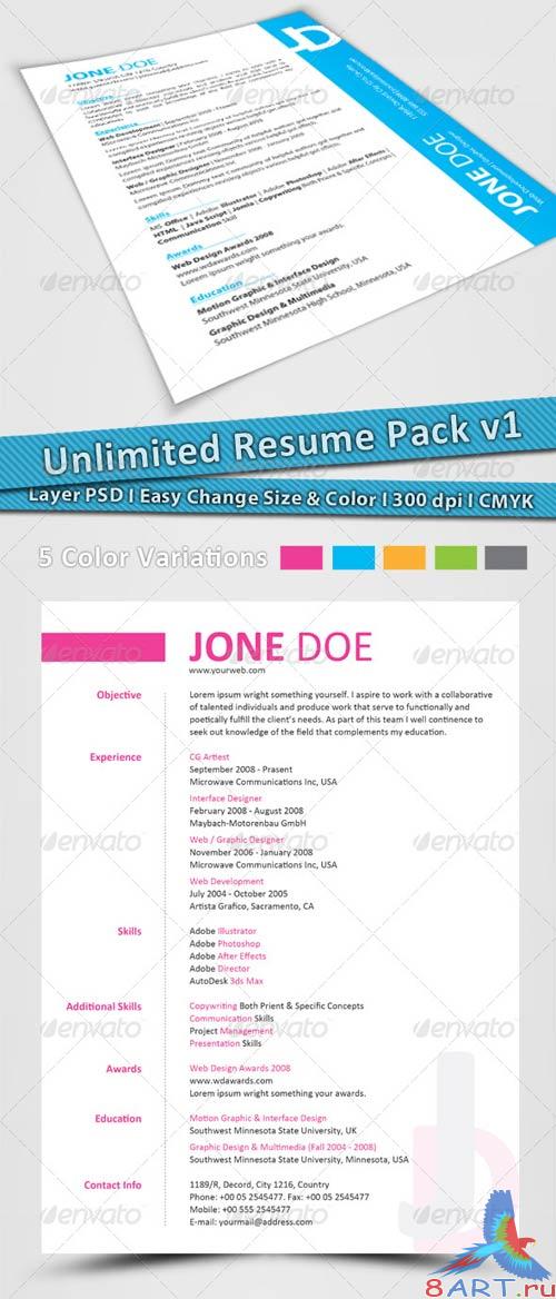 GraphicRiver Unlimited Resume Pack v1