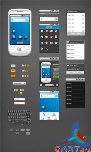 PSD телефона - Android GUI PSD Vector Kit PSD телефона - Android GUI PSD Vector Kit