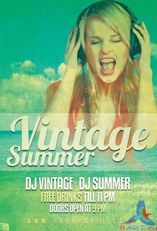 Vintage Summer Party Flyer/Poster PSD Template