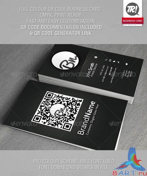 GraphicRiver Dark Carbon Custom QR Code Business Card