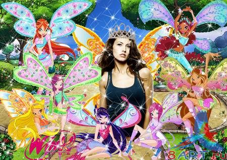 Феи Winx в течение прекрасном саду Феи Winx в течение прекрасном саду