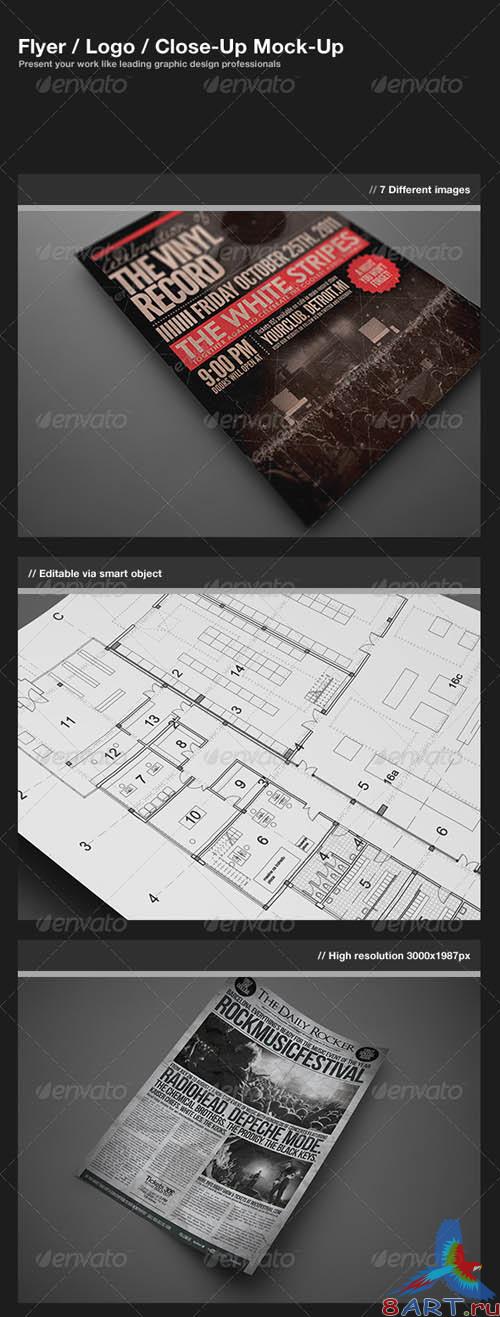 GraphicRiver Flyer / Logo / Close-Up Mock-Up GraphicRiver Flyer / Logo / Close-Up Mock-Up