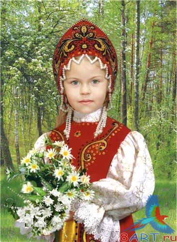 Шаблон ради девочки в течение русском - народном костюме Шаблон ради девочки в течение русском - народном костюме