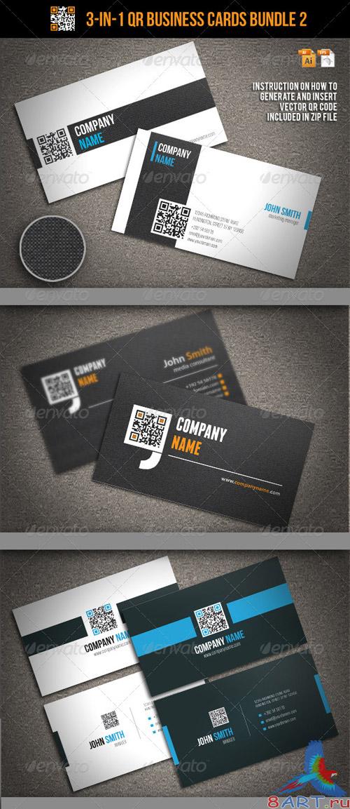 GraphicRiver 3-In-1 QR Business Cards Bundle 2