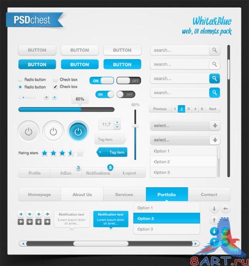White&blue set - PSD - Web Design White&blue set - PSD - Web Design
