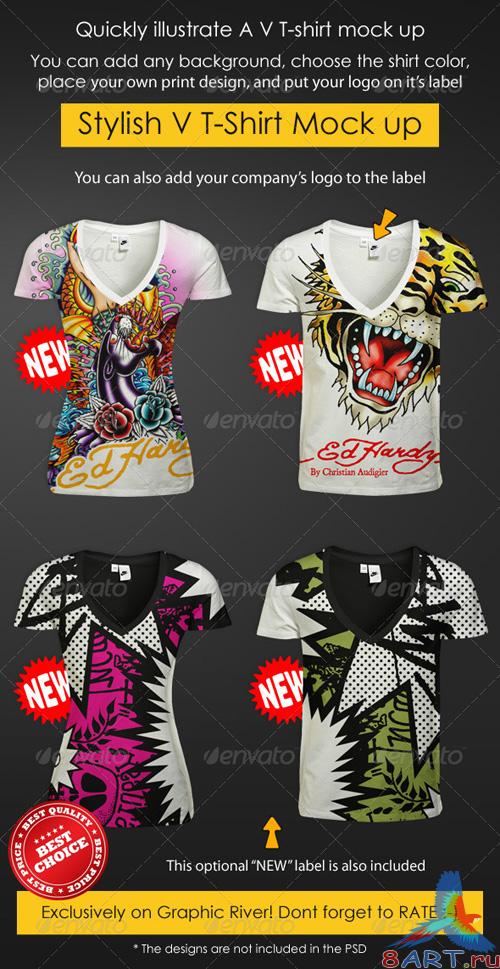 V T-Shirt Mock-up Men &amp; Women - GraphicRiver