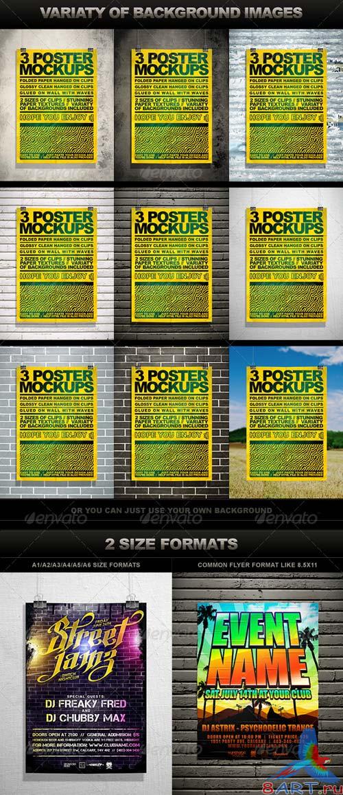 GraphicRiver Poster Mock Up Kit = 3 Unique Styles + Backgrounds GraphicRiver Poster Mock Up Kit = 3 Unique Styles + Backgrounds