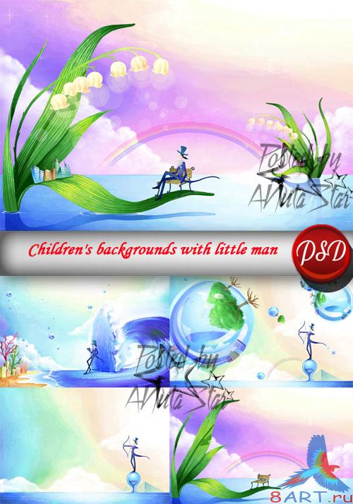 PSD - Children's backgrounds with little man 3 |     3