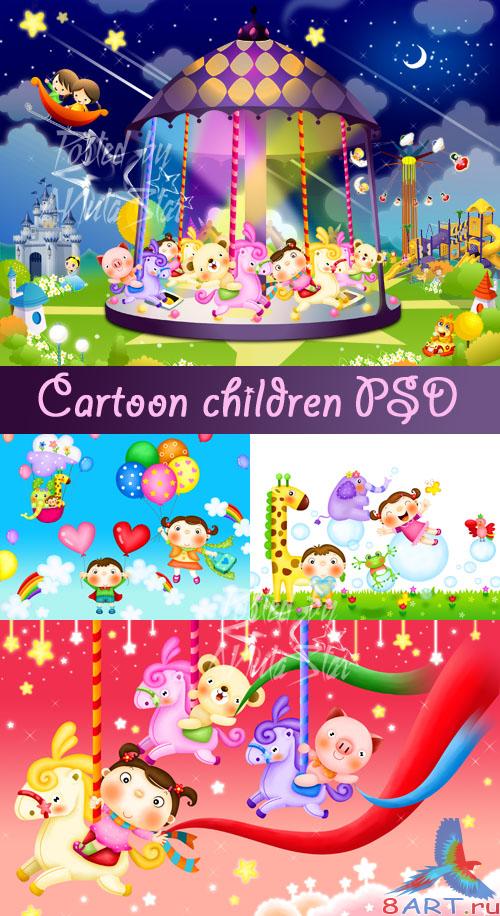 Cartoon children PSD