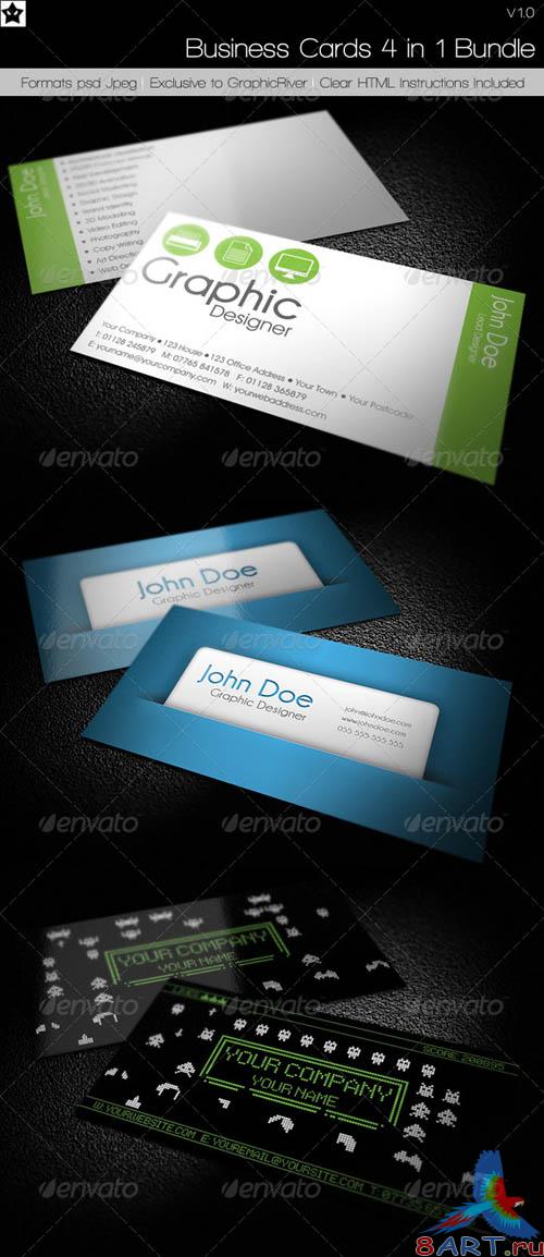 GraphicRiver - Business cards 4 in 1 Bundle 232615