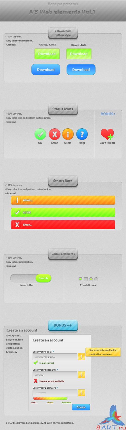 PSD Template - A'S Web Elements Vol.1 PSD Template - A'S Web Elements Vol.1
