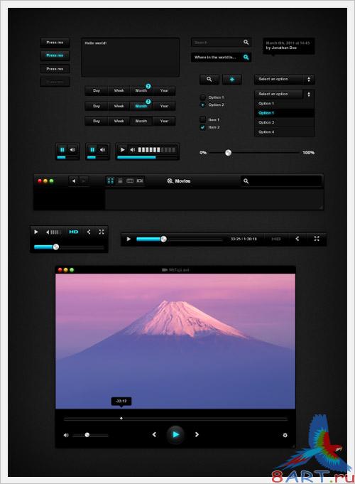 Black Ui Kit - Web Elements