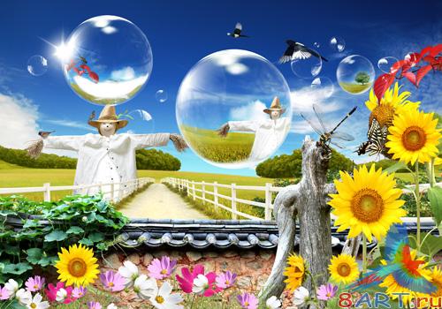 Sources - A beautiful garden with flowers Sources - A beautiful garden with flowers