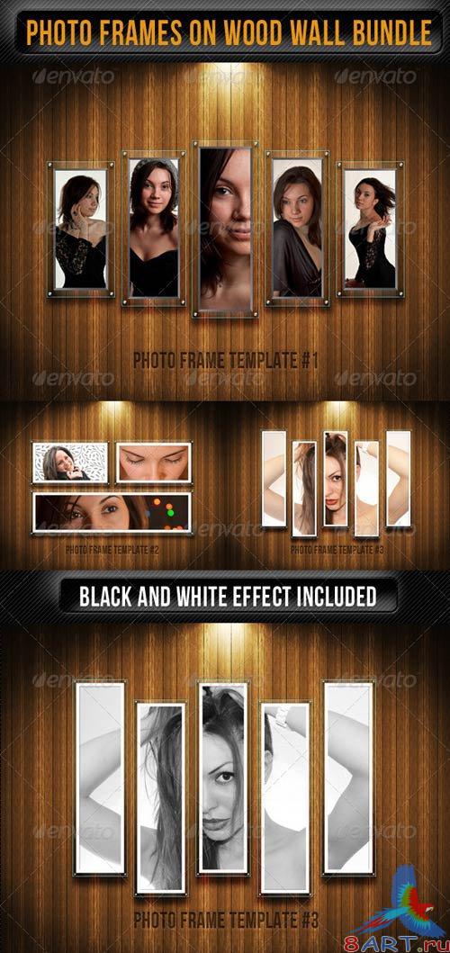 GraphicRiver Photo Frames On Wood Wall Pack