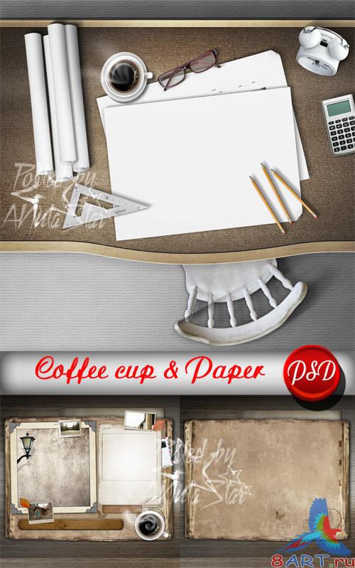 Coffee cup & Paper # 2 PSD    