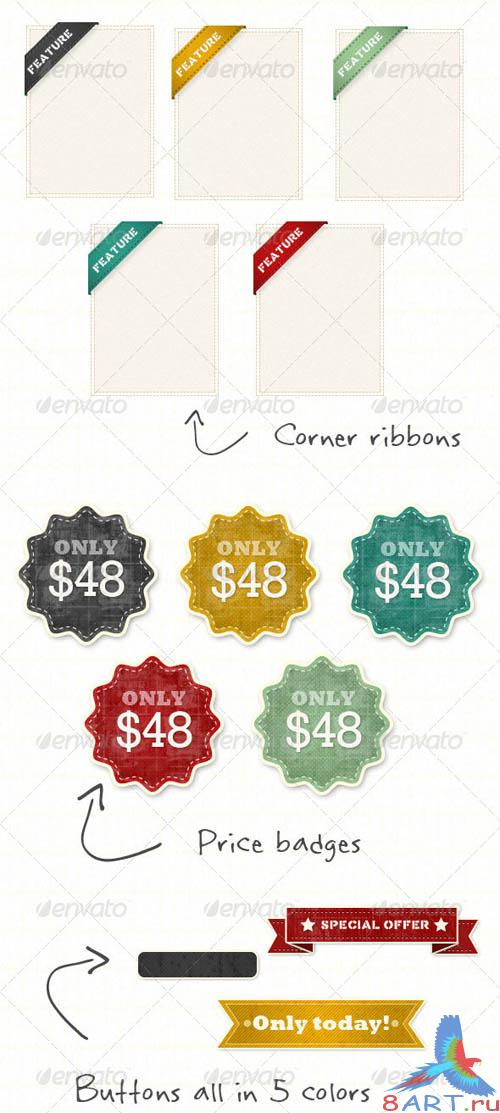 GraphicRiver Extended Set of Retro Vintage Web Elements GraphicRiver Extended Set of Retro Vintage Web Elements