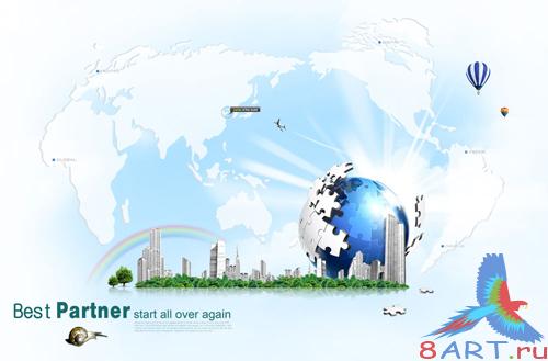 Earth puzzle creative design PSD layered material