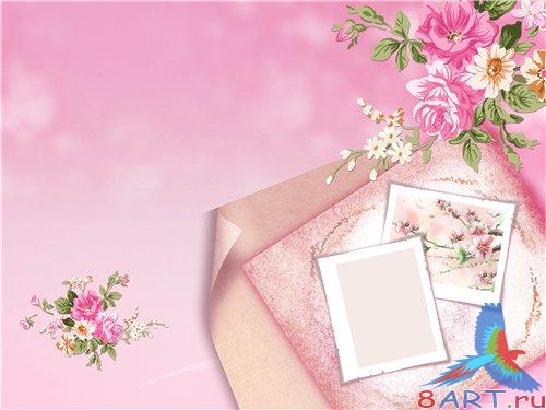 PSD - Fotos with pink flowers