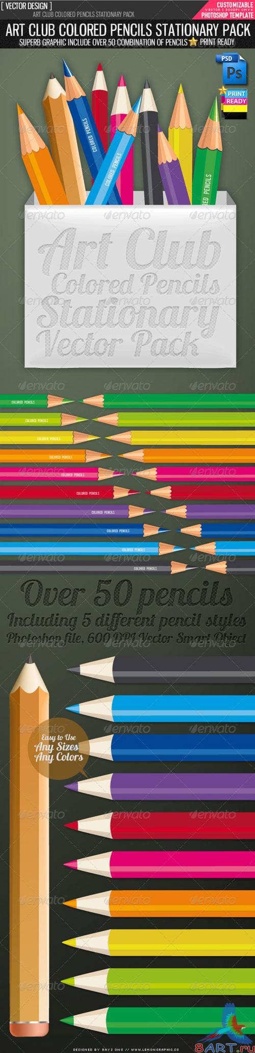 GraphicRiver Art club colored pencils vector pack RETAIL GraphicRiver Art club colored pencils vector pack RETAIL