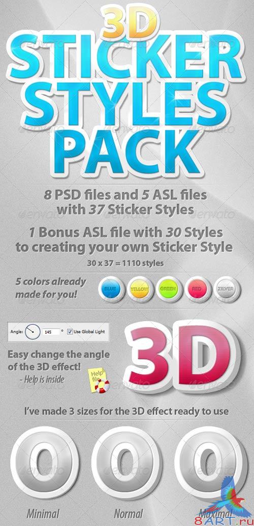 GraphicRiver 3D Sticker Photoshop Styles Pack