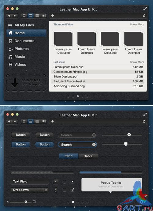Leather Mac App UI Kit - MediaLoot