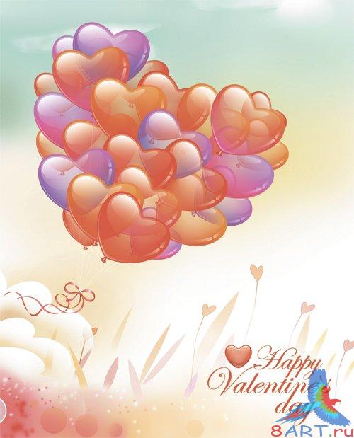 PSD Source - Backgrounds - Ballons of Hearts For Valentines Day