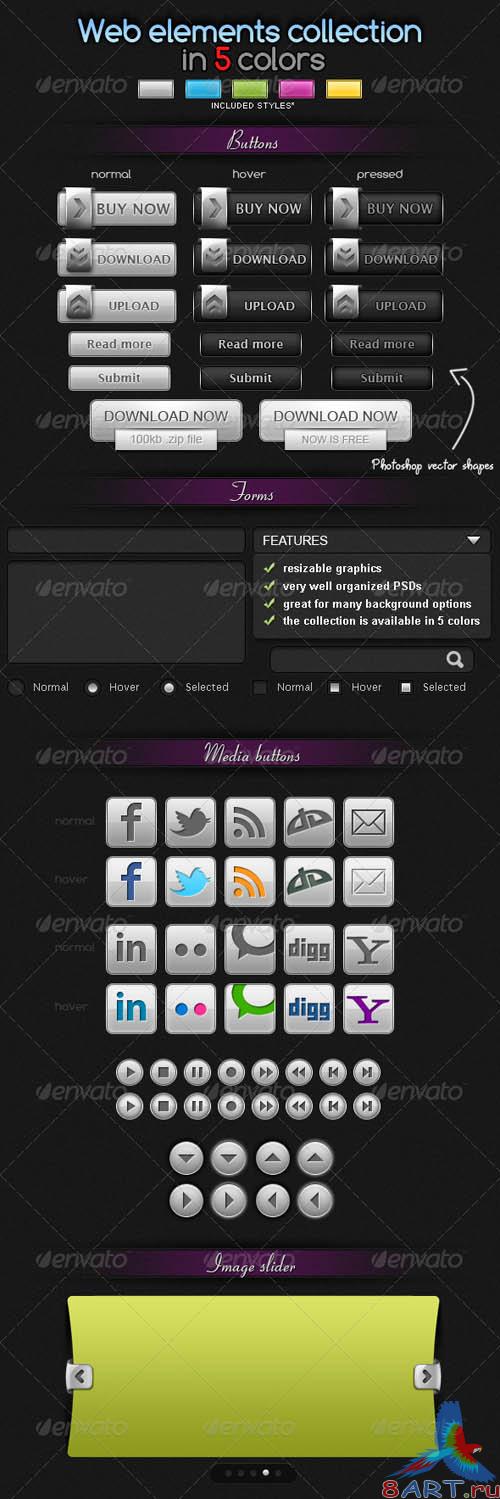 Web elements in 5 colors - GraphicRiver