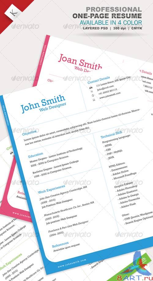 GraphicRiver Professional One-Page Resume