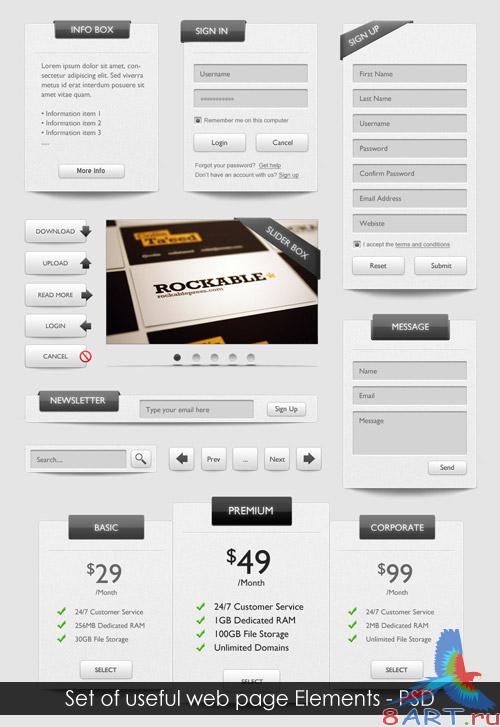 Set of useful web page Elements – PSD Set of useful web page Elements – PSD