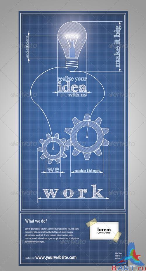 GraphicRiver Blueprint Gear Idea Signage GraphicRiver Blueprint Gear Idea Signage