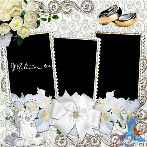    -    Frame for Photoshop - White Wedding Roses