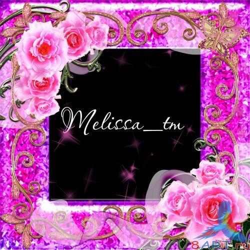   -     Flower Photoframe - Pink Roses and Stars