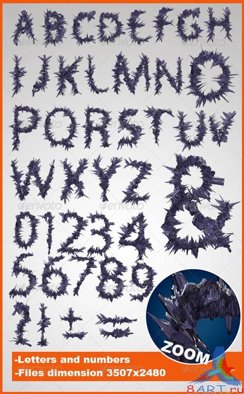 GraphicRiver 3D Spike alphabet and numbers