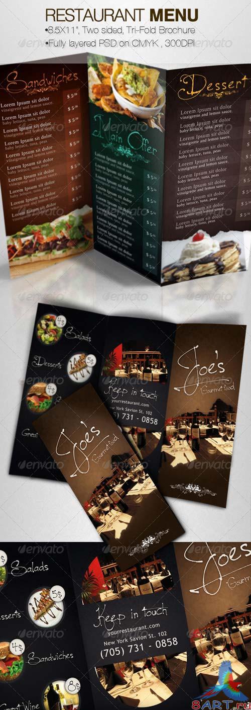 GraphicRiver Tasty Restaurant Menu Tri-Fold Brochure