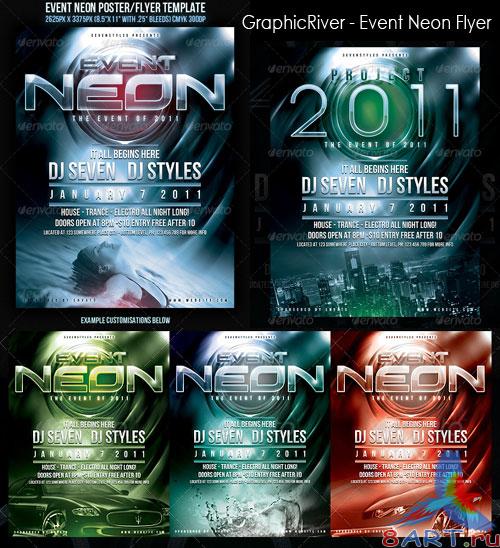 GraphicRiver Event Neon Flyer Poster Template GraphicRiver Event Neon Flyer Poster Template