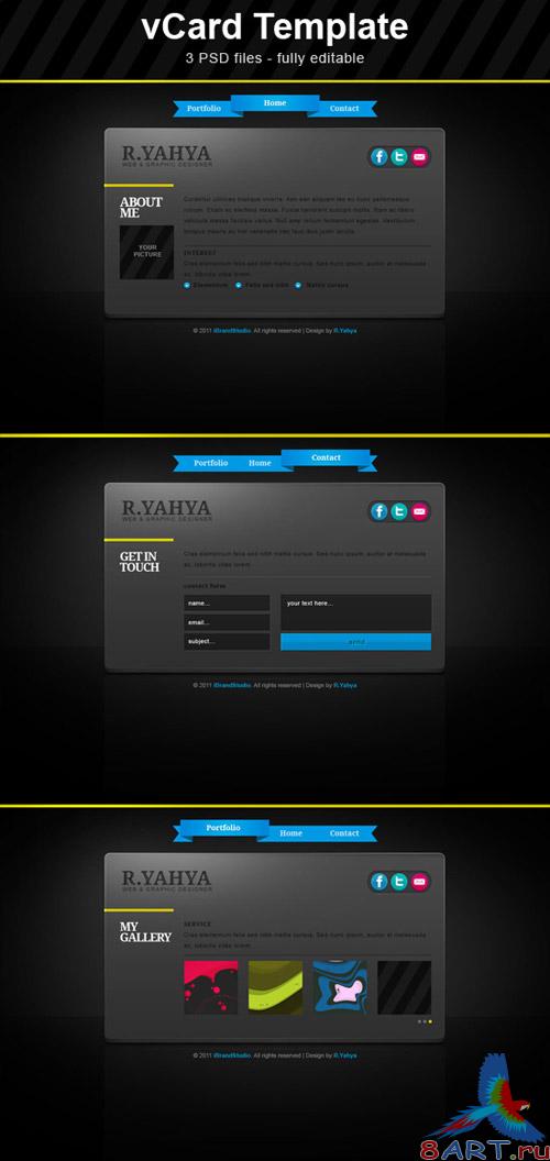 Elegant Dark vCard Template Elegant Dark vCard Template