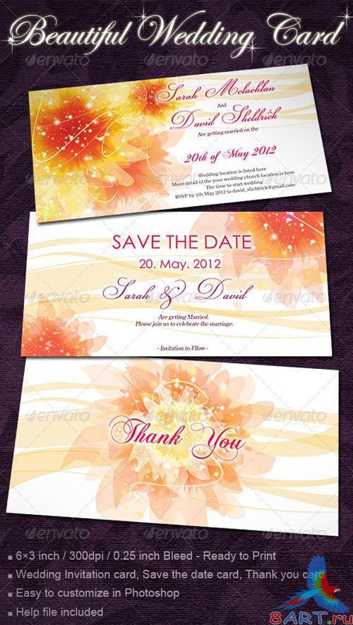 GraphicRiver Wedding Invitation Cards with Flowers