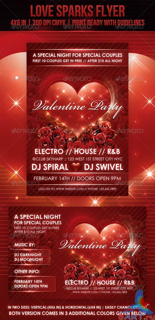 GraphicRiver Love Sparks Valentine Flyer