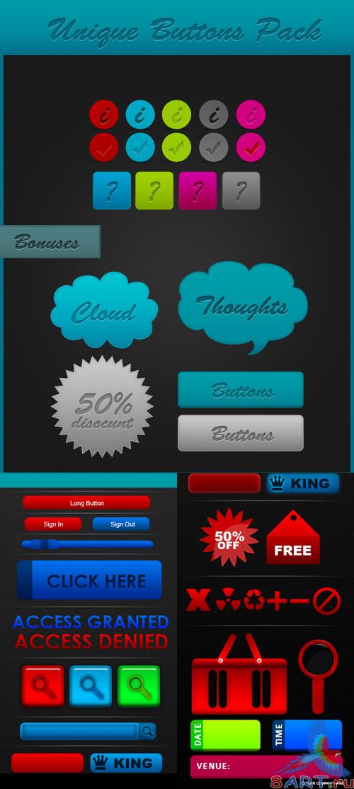 Unique Buttons, Ultimate Icons and Web Elements Pack Unique Buttons, Ultimate Icons and Web Elements Pack