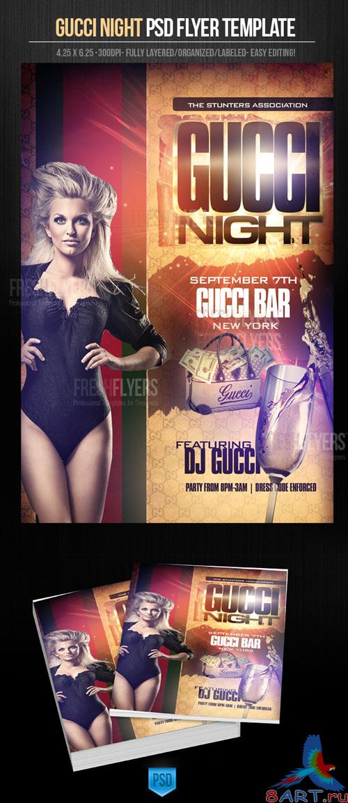 Gucci Night Party Flyer/Poster PSD Template