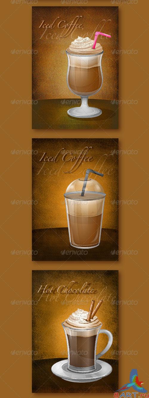 GraphicRiver Set of 7 Coffee Drawings GraphicRiver Set of 7 Coffee Drawings