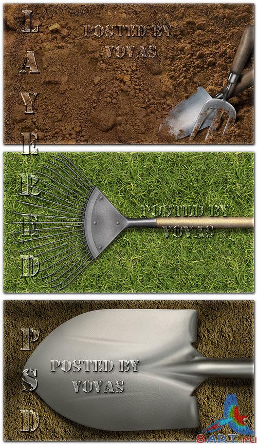 Layered HQ PSD sources Garden Tools