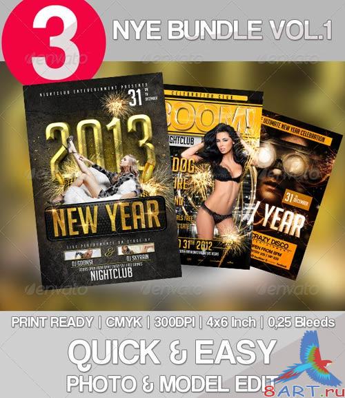 GraphicRiver 3x New Year Flyer Bundle Vol. 1