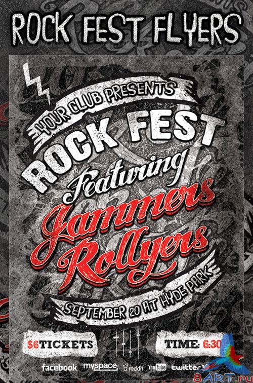 GraphicRiver Rock Fest Typographic Flyer PSD Template