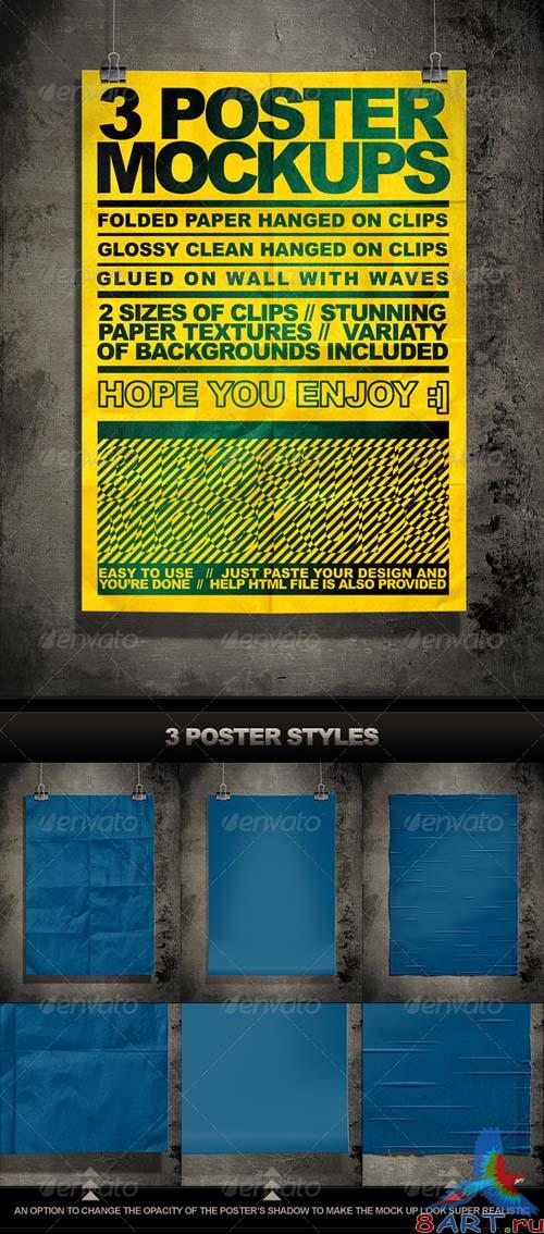 GraphicRiver Poster Mock Up Kit = 3 Unique Styles + Backgrounds GraphicRiver Poster Mock Up Kit = 3 Unique Styles + Backgrounds
